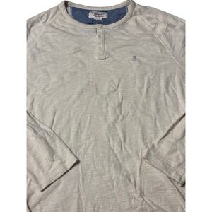 Original Penguin Mens XL Long Sleeve Slub Henley Shirt Oatmeal Heather XL